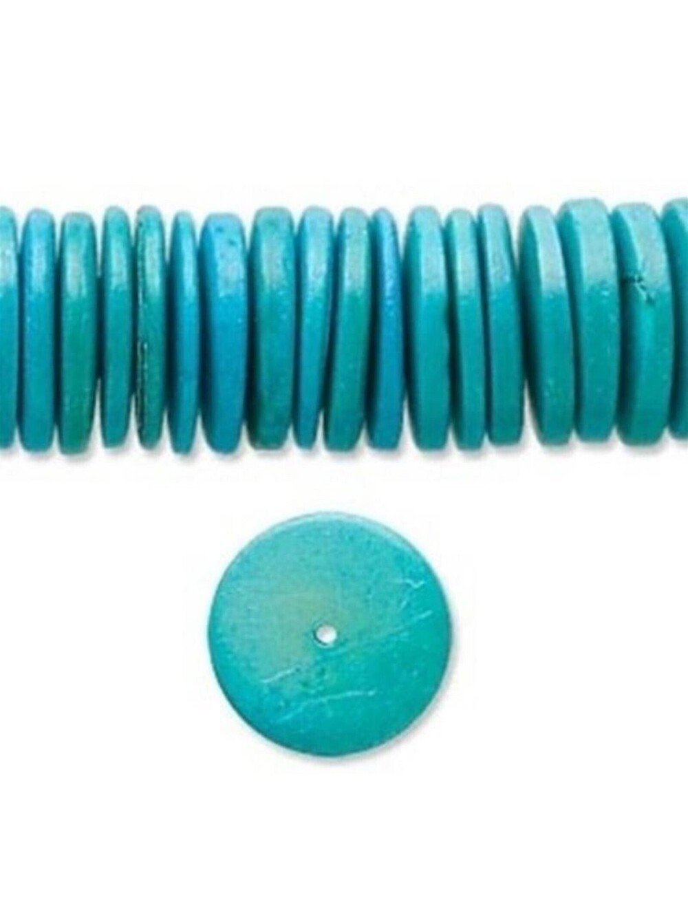 Philippines Turquoise Blue South Sea 15mm Rondelle Wood Beads 20 pcs